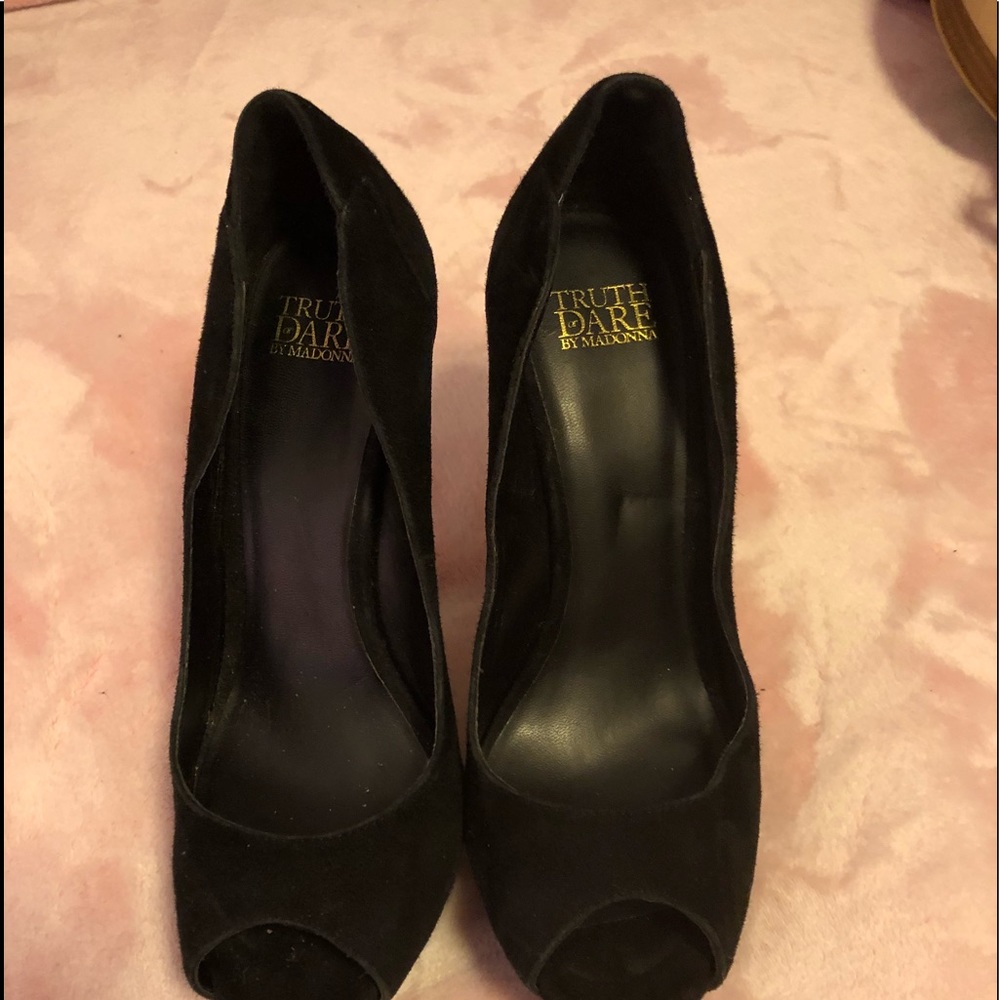 Suede and patent Leather heels